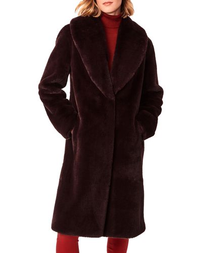 Bernardo Shawl Collar Faux Fur Coat - Multicolor