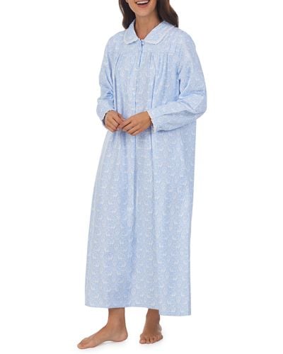 Lanz of Salzburg Ballet Cotton Flannel Nightgown - Blue