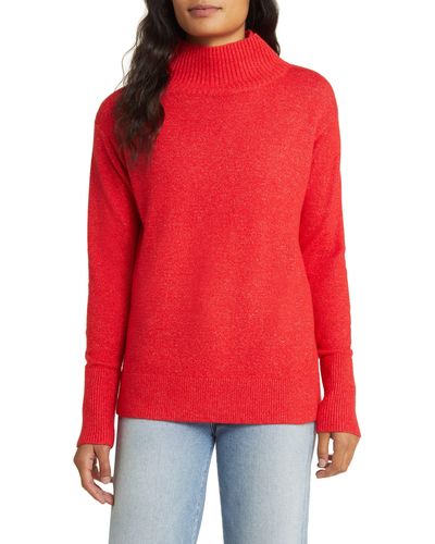 Caslon Caslon(r) Mock Neck Cotton Blend Sweater - Red