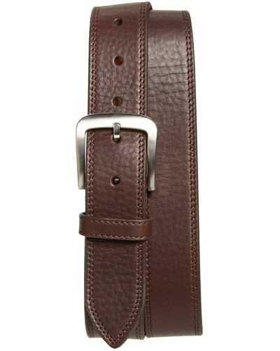 Shinola Double Stitch Leather Belt - Brown