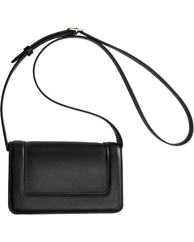 Mango Faux Leather Flap Crossbody Bag - Black