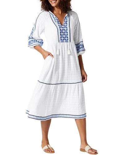 Tommy Bahama Mykonos Tiered Cover-up Midi Dress - White