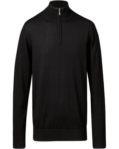 Charles Tyrwhitt Merino Wool Quarter Zip Sweater - Black