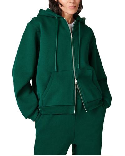 Sweaty Betty The Elevated Front Zip Cotton Blend Hoodie - Green