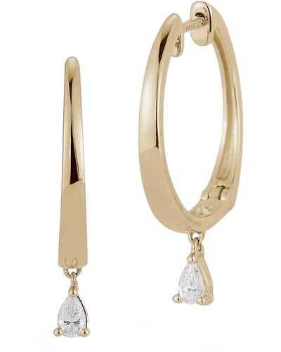 Dana Rebecca Taylor Elaine Pear Teardrop Diamond Hoop Earrings - White