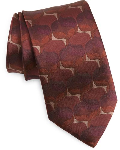 Dries Van Noten Abstract Silk Jacquard Tie - Red