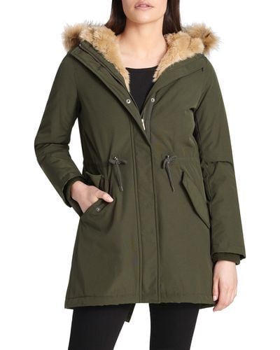 Levi's Arctic Cloth Water Resistant Hooded Parka With Removable Faux Fur Trim - Green