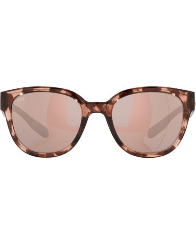 Costa Del Mar Salina 53mm Mirrored Polarized Rectangular Sunglasses - Pink