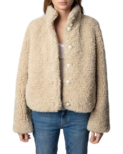 Zadig & Voltaire Fino Soft Curly Faux Fur Teddy Jacket - Blue