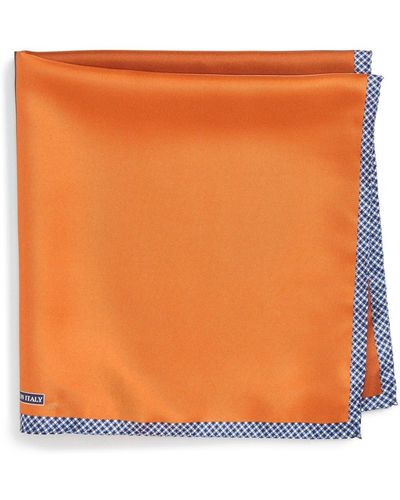Nordstrom Panel Silk Pocket Square - Orange