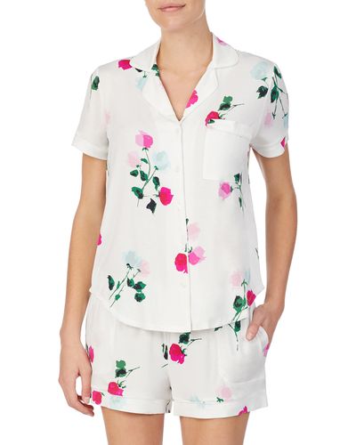 Kate Spade Mrs. Dot Floral Jersey Short Pajamas - White