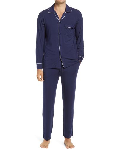 Eberjey William Jersey Knit Pajamas - Blue