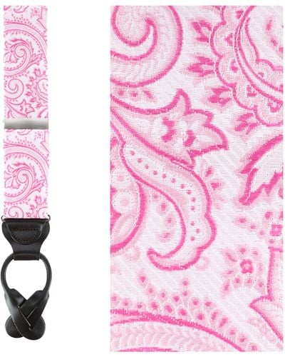 Trafalgar Sobee Paisley Silk Suspenders - Pink
