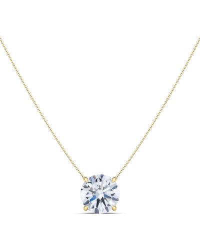 HauteCarat Round Brilliant Lab Created Diamond Pendant Necklace - Blue