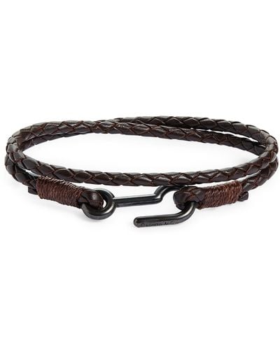 Caputo & Co. Braided Leather Double Wrap Bracelet - Black