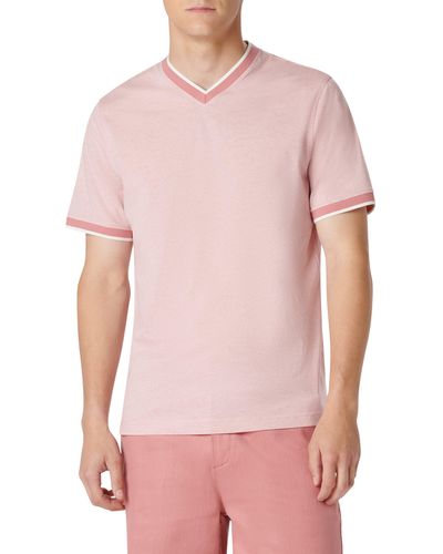 Bugatchi High V-neck T-shirt - Pink