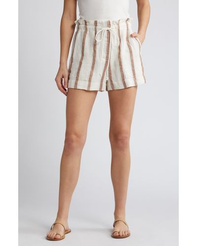 Rails Foster Stripe Paperbag Linen Shorts - White