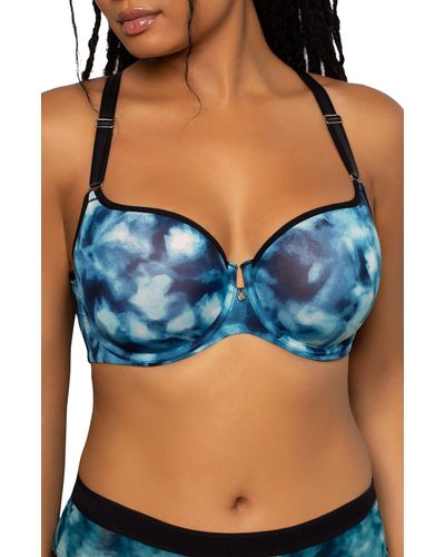 Curvy Couture Tulip Smooth Convertible Underwire Push-up Bra - Blue