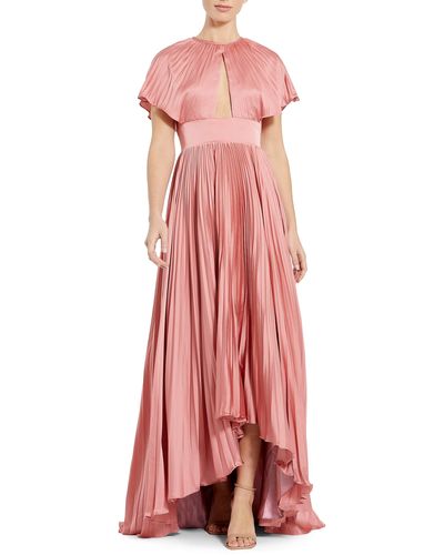 Mac Duggal Cutout Pleated Satin High-low Gown - Pink
