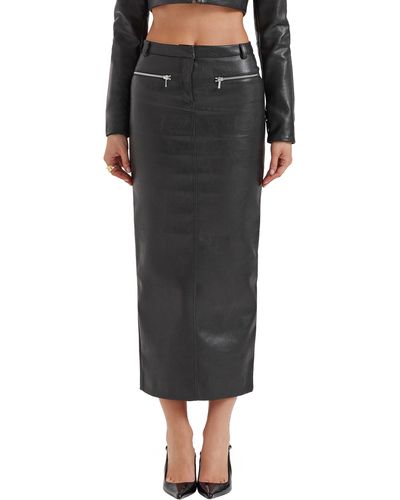 House Of Cb Tana Faux Leather Maxi Skirt - Black