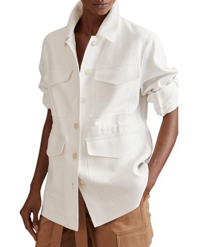 Reiss Jade Pocket Wool Blend Shirt - White