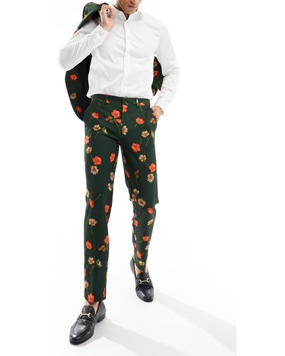 ASOS Slim Fit Floral Suit Pants - Multicolor