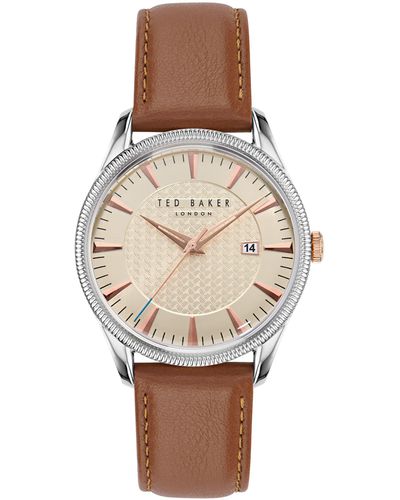 Ted Baker Leather Strap Watch - Natural