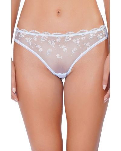 Huit Paradis Embroidered Tanga - Blue