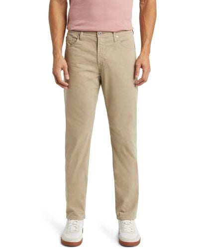 AG Jeans Everett Sueded Stretch Sateen Slim Straight Leg Pants - Natural