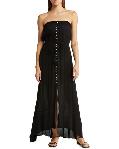 Elan Strapless Maxi Cover-up Dress - Black