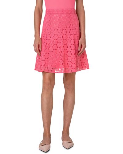 Akris Punto Guipure Lace Skirt - Red