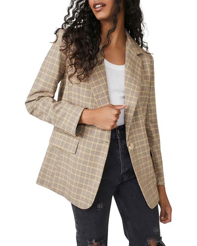 FREE PEOPLE Plaid AUSTIN ButtonDown Embellished Jacket – Silver Accents