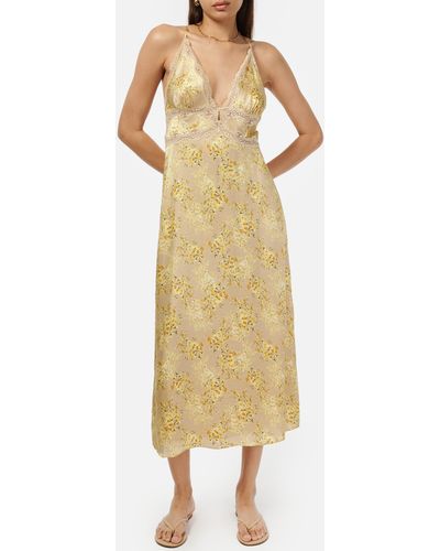 Cami NYC Roya Floral Silk Midi Slipdress - Yellow