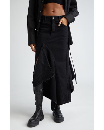 Monse Deconstructed Denim Maxi Skirt - Black