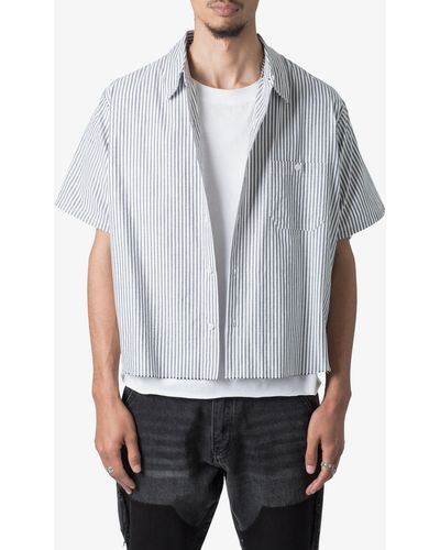 MNML Stripe Short Sleeve Button-up Shirt - Gray