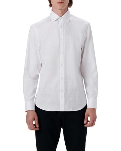 Bugatchi Shaped Fit Stretch Cotton Button-up Shirt - White