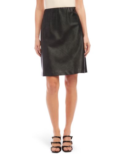 Karen Kane Faux Leather A-line Skirt - Black