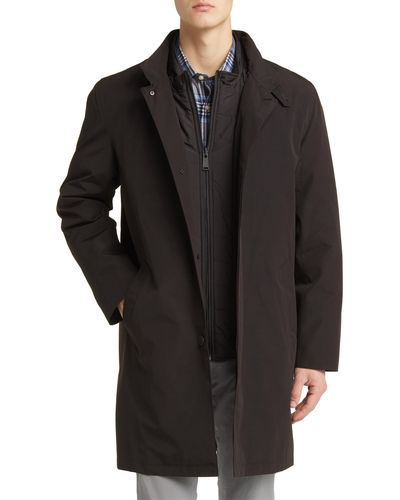 Cole Haan Topcoat With Removable Quilted Bib - Black