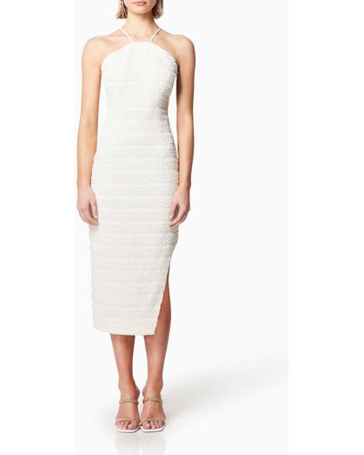 Elliatt Ravish Textured Stripe Open Back Dress - White