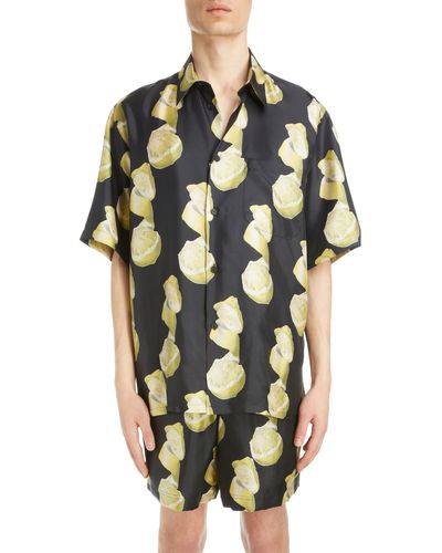Givenchy Lemon Print Silk Button-up Shirt - Multicolor