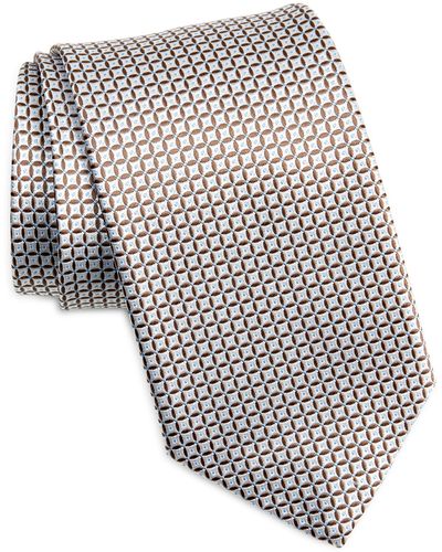 David Donahue Neat Silk Tie - White