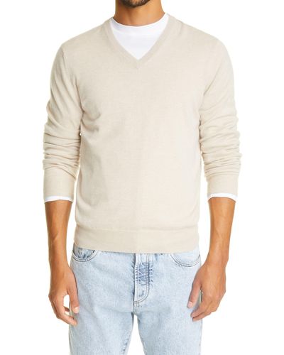 Brunello Cucinelli V-neck Cashmere Sweater - White
