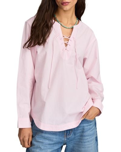 Lucky Brand Lace-up Oversize Shirt - Pink
