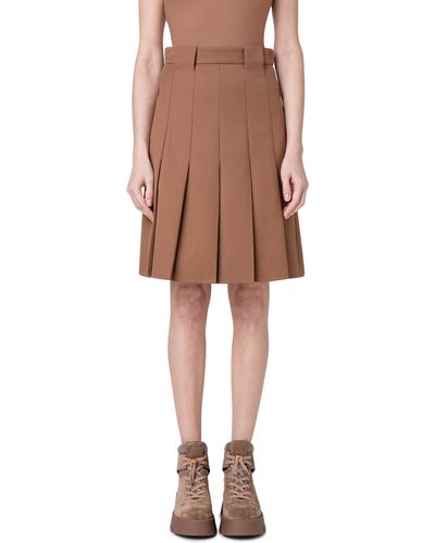 Akris Pleated Virgin Wool Double Face Skirt - Natural