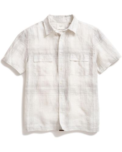Billy Reid Banks Line Plaid Linen Button-up Shirt - White