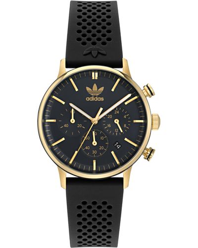 adidas Code One Chronograph Silicone Strap Watch - Black
