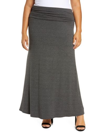 Loveappella Fold Over Maxi Skirt - Brown