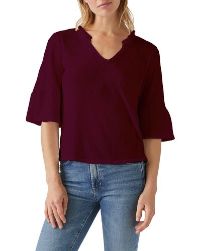 Michael Stars Nia Flutter Sleeve Top - Red