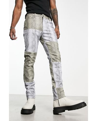 ASOS Snakeskin Print Skinny Jeans - White