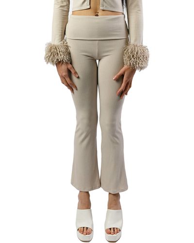 O'Dolly Dearest The Brandy Rib Crop Flare Pants - Natural